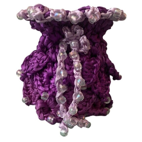 Dice Bag Large Dragon Scale Beaded Ren Faire Fantasy Dungeons Dragons RPG Purple - Picture 6 of 6